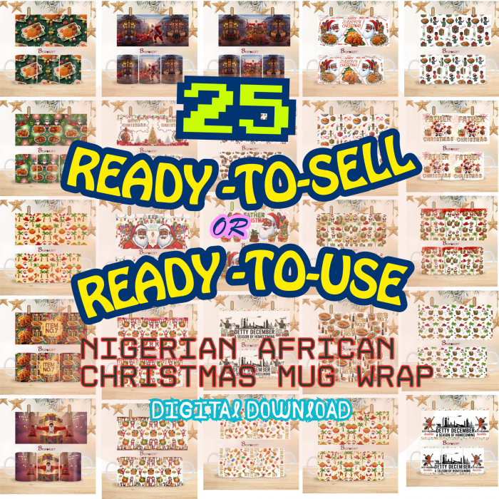 1 The Ultimate Nigerian African Christmas Mug Business Bundle - 25 Ready-to-Sell Designs (50 Files!)