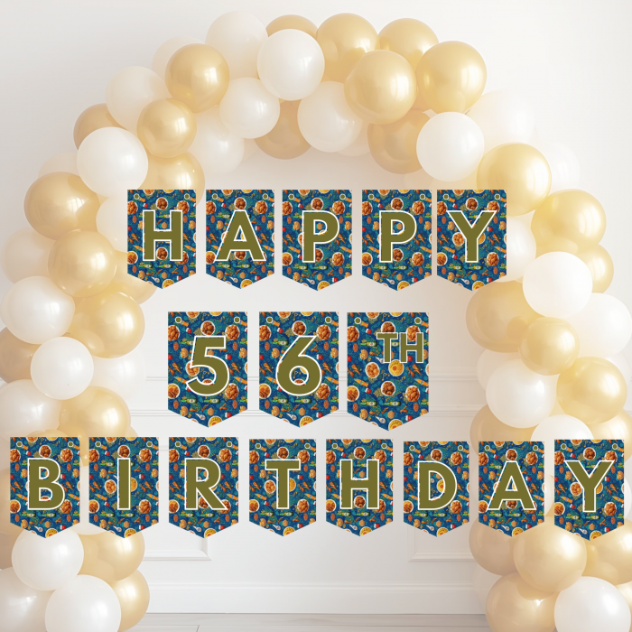 1 African Snacks Happy Birthday Bunting Banner - Unique Cultural Party Decor | DIY Banner Kit (Digital Download) {style1}