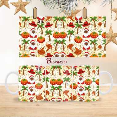 11 Merry African Celebration Christmas Mug Wrap Design – 9″ x 4″ Digital Download