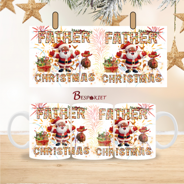 14 Father Christmas African Festive Mug Wrap Design – 9″ x 4″ Digital Download