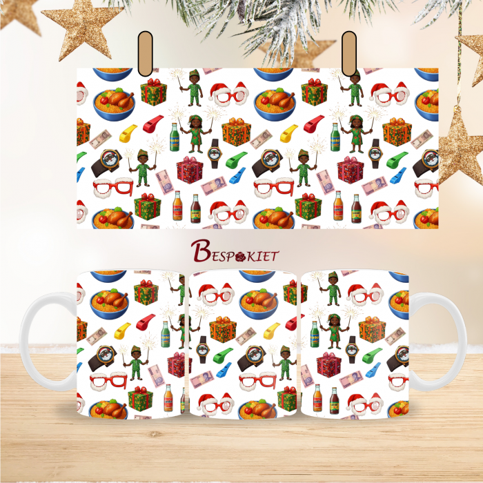 15 Childhood African Christmas Mug Wrap Design - 9" x 4" Digital Download