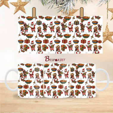 16 Jollof & Holly African Christmas Mug Wrap Design - 9" x 4" Digital Download