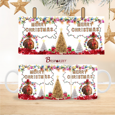 Merry African Christmas Turkey Mug Wrap - 9″ x 4″ Digital Download