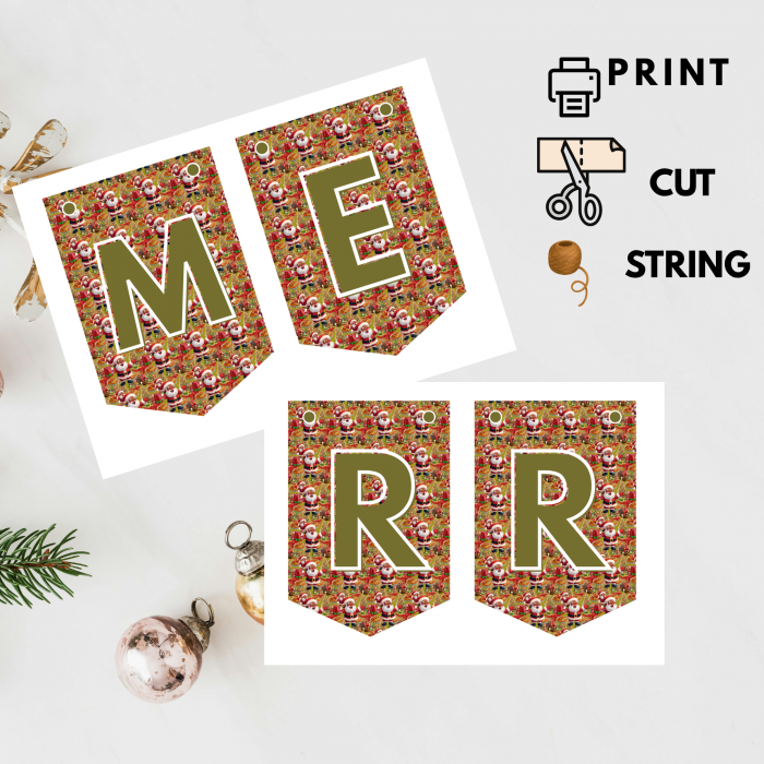 18 Ready-to-Print African Christmas "MERRY CHRISTMAS" Bunting Kit{style 1}- Digital Download