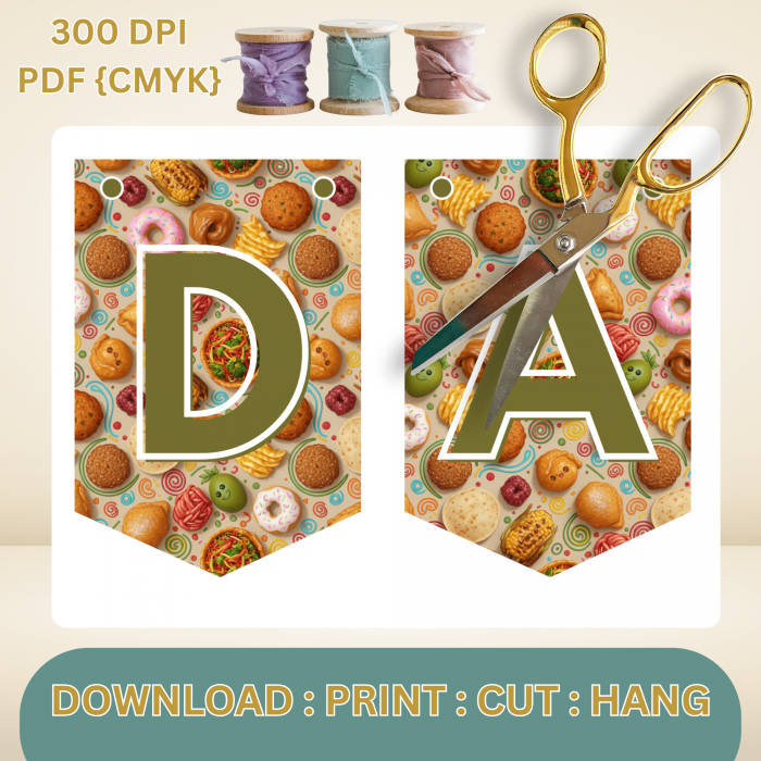 18 African Snacks Happy Birthday Bunting Banner - Unique Cultural Party Decor | DIY Banner Kit (Digital Download) {style4}