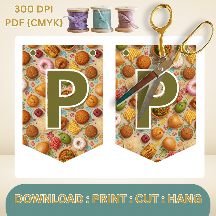 19 African Snacks Happy Birthday Bunting Banner - Unique Cultural Party Decor | DIY Banner Kit (Digital Download) {style4}