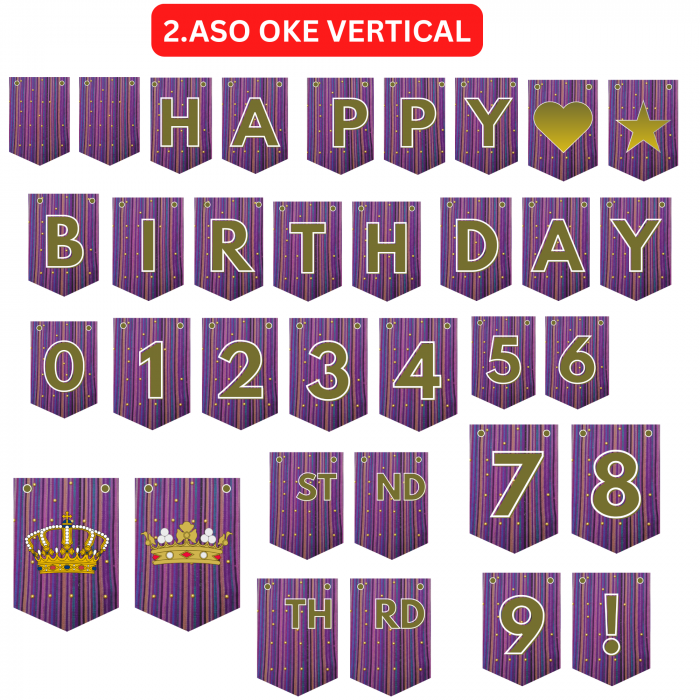 2 Aso Oke African Birthday Bunting: DIY Banner Kit (Digital Download)