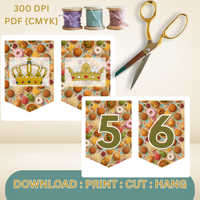 20 African Snacks Happy Birthday Bunting Banner - Unique Cultural Party Decor | DIY Banner Kit (Digital Download) {style4}