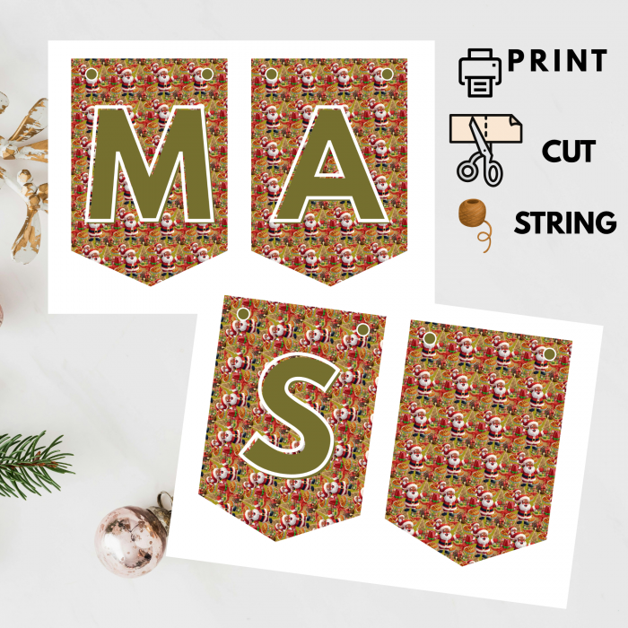 21 Ready-to-Print African Christmas "MERRY CHRISTMAS" Bunting Kit{style 1}- Digital Download