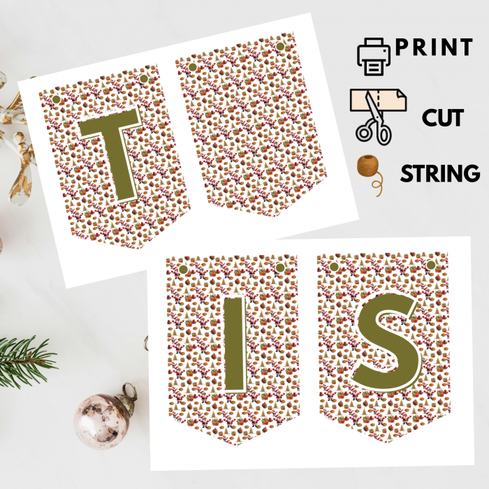 24 Ready-to-Print African Christmas "MERRY CHRISTMAS" Bunting Kit{style 2}- Digital Download