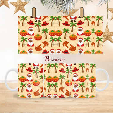 24 Afro Santa Christmas Mug Wrap Design - Nigerian Festive Mug Wrap Design – 9″ x 4″ Digital Download