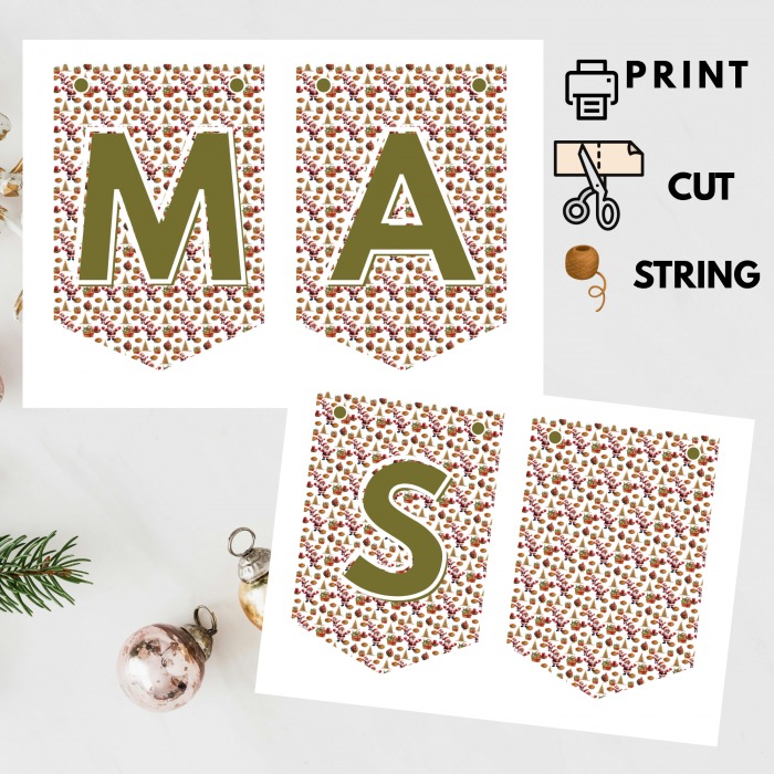 25 Ready-to-Print African Christmas "MERRY CHRISTMAS" Bunting Kit{style 2}- Digital Download