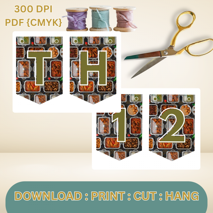 25 African Snacks Happy Birthday Bunting Banner - Unique Cultural Party Decor | DIY Banner Kit (Digital Download) {style5}