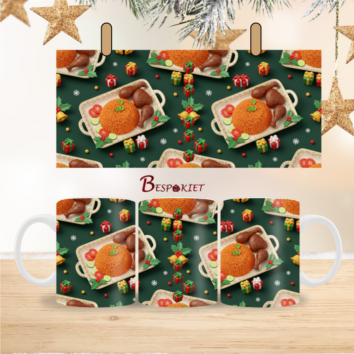 Jollof Rice Festive Nigerian Christmas Mug Wrap Design - 9" x 4" Digital Download