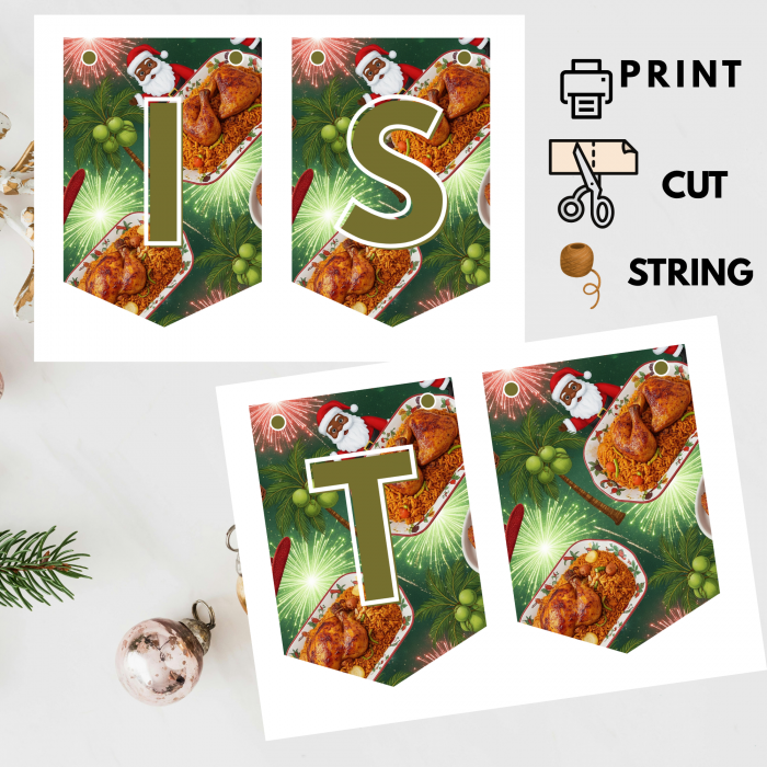 Ready-to-Print African Christmas "MERRY CHRISTMAS" Bunting Kit{style 4}- Digital Download