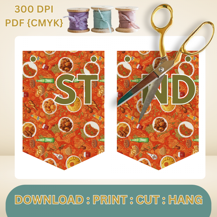 29 African Snacks Happy Birthday Bunting Banner - Unique Cultural Party Decor | DIY Banner Kit (Digital Download) {style6}