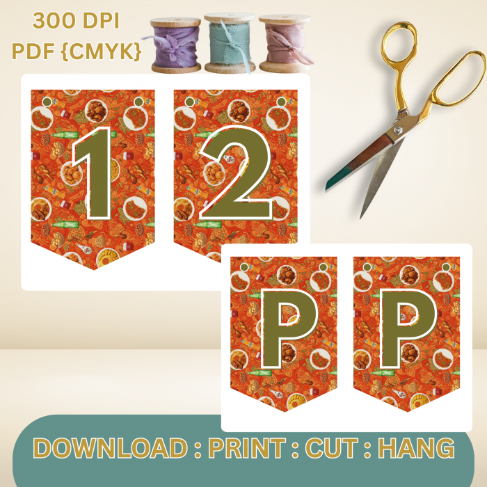 30 African Snacks Happy Birthday Bunting Banner - Unique Cultural Party Decor | DIY Banner Kit (Digital Download) {style6}