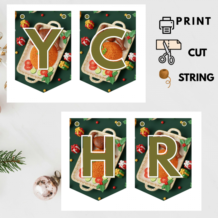Ready-to-Print African Christmas "MERRY CHRISTMAS" Bunting Kit{style 5}- Digital Download