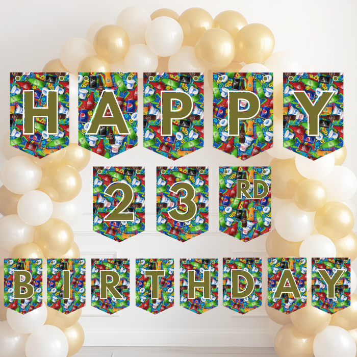 32 African Snacks Happy Birthday Bunting Banner - Unique Cultural Party Decor | DIY Banner Kit (Digital Download) {style7}