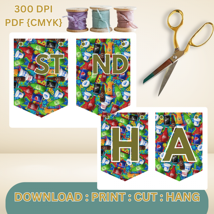 35 African Snacks Happy Birthday Bunting Banner - Unique Cultural Party Decor | DIY Banner Kit (Digital Download) {style7}