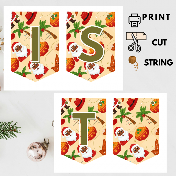 36 Ready-to-Print African Christmas "MERRY CHRISTMAS" Bunting Kit{style 3}- Digital Download