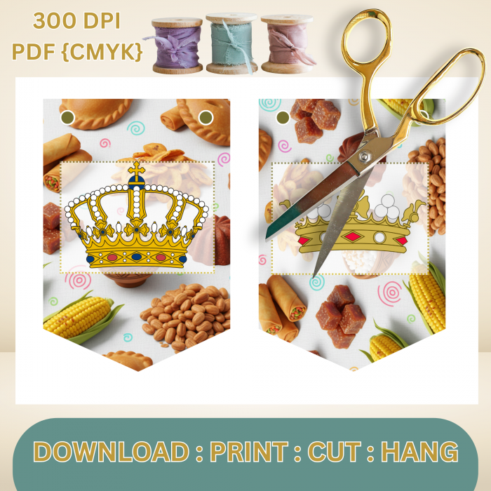 38 African Snacks Happy Birthday Bunting Banner - Unique Cultural Party Decor | DIY Banner Kit (Digital Download) {style8}