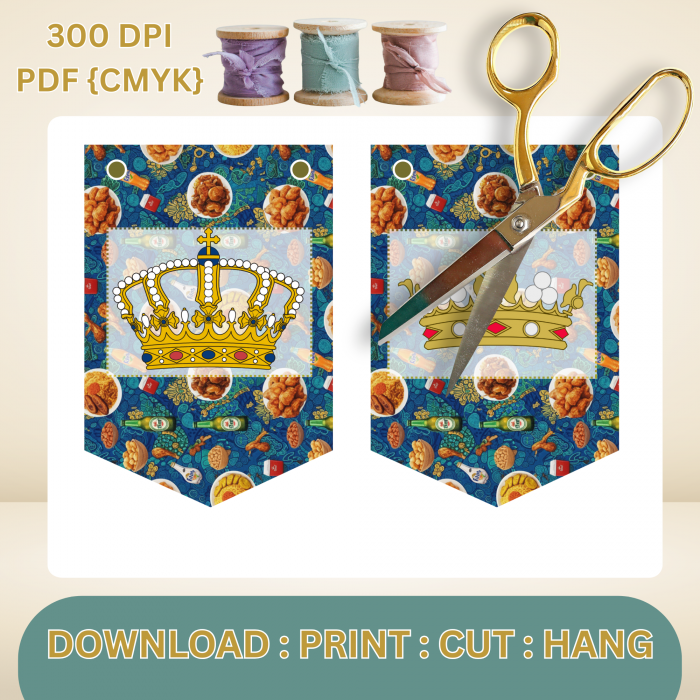 4 African Snacks Happy Birthday Bunting Banner - Unique Cultural Party Decor | DIY Banner Kit (Digital Download) {style1}