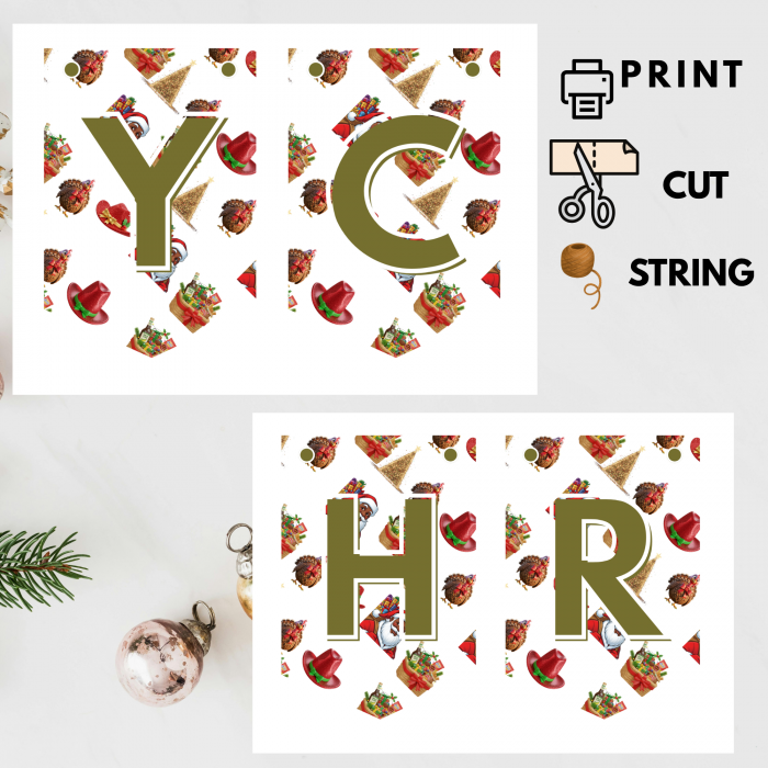 Ready-to-Print African Christmas "MERRY CHRISTMAS" Bunting Kit{style 6}- Digital Download