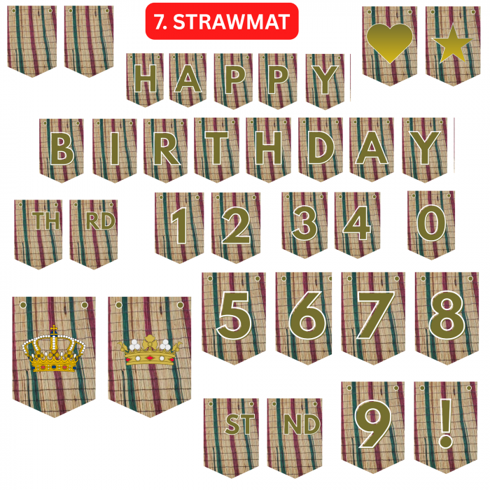 7 Aso Oke African Birthday Bunting: DIY Banner Kit (Digital Download)