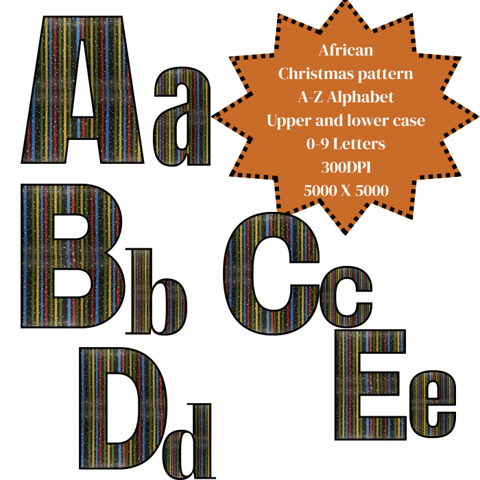 A-Z (2) Vibrant African Aso oke Alphabet & Clipart - A-Z, 0-9, a-z | Editable Canva Template