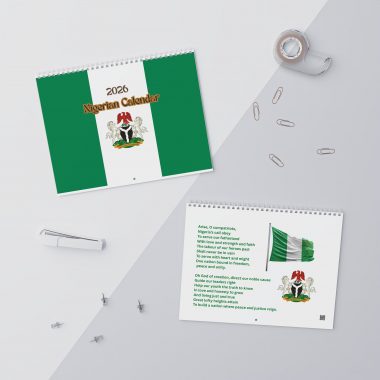 Nigeria Independence Day Calendar: Minimalist Landscape Design (Digital Download A4 Landscape)