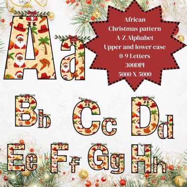 Vibrant African Christmas Alphabet & Clipart - A-Z, 0-9, a-z | Editable Canva Template