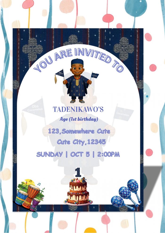 il_fullxfull.7215325200_6okc.jpg Aso Oke 1st Birthday Invitation: African Theme, Boy & Girl (Digital Canva Template)