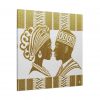 Textured Aso Oke Fabric Canvas Art: African Couple Silhouette Print