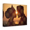 Isi Agu Lion Head Canvas Art: Igbo Couple Silhouette, African Heritage Decor