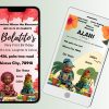 Tropical 1st Birthday Invitation: African Theme, Hibiscus Flowers (Digital Canva Template)