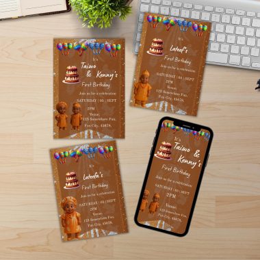 Aso Oke 1st Birthday Invitation: African Theme, Editable Template (Digital Download)