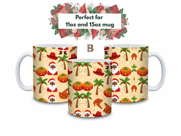 Afro Santa Christmas Mug Wrap Design - Nigerian Festive Mug Wrap Design – 9″ x 4″ Digital Download