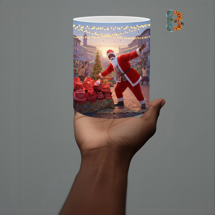 Afro Santa Christmas Mug Wrap Design - Nigerian Festive 9″ x 4″ Digital Download