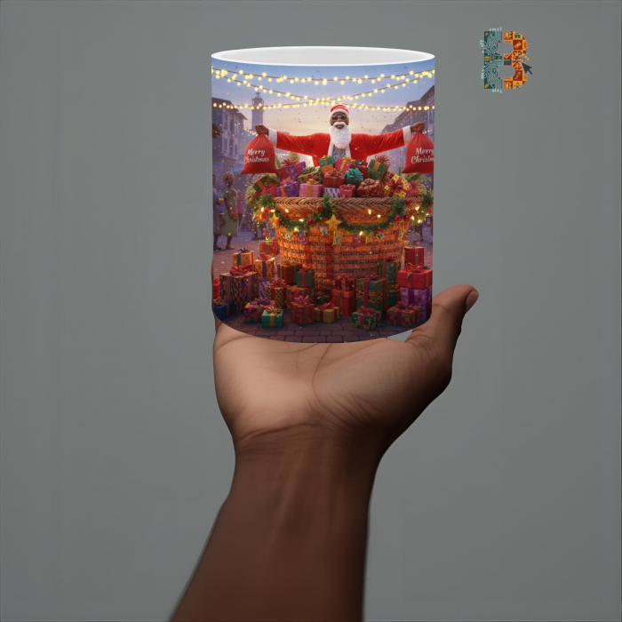 mug14_hand2 African Jolly Santa with gifts Nigerian Style Mug Wrap 9″ x 4″ Digital Download