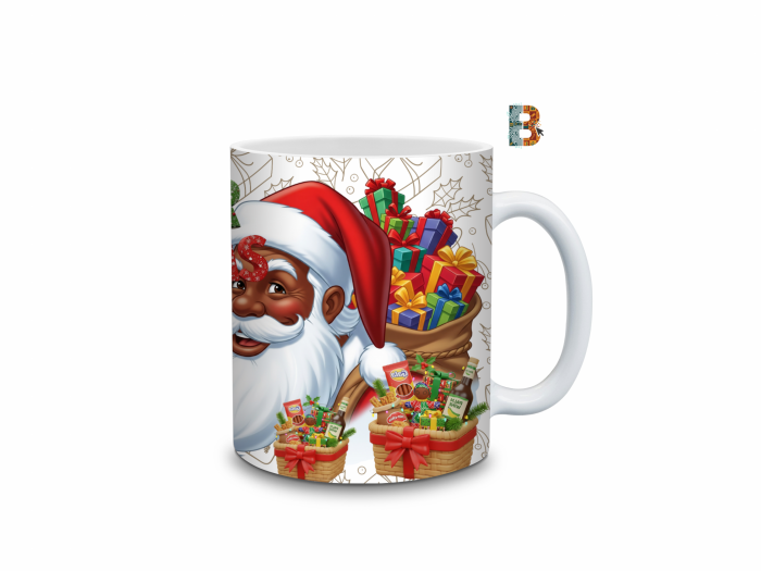 Father Christmas Black Santa Hamper Christmas Mug Wrap Design – 9″ x 4″ Digital Download