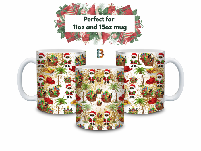 mug25_trio Black Santa African Hamper Festive Mug Wrap Design – 9″ x 4″ Digital Download