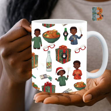 African Child's Christmas Treasures Mug Wrap Design - 9" x 4" Digital Download