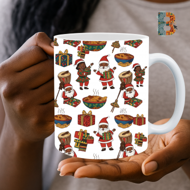 Jollof & Holly African Christmas Mug Wrap Design - 9" x 4" Digital Download