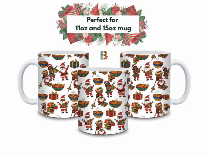 mug3_trio Jollof & Holly African Christmas Mug Wrap Design - 9" x 4" Digital Download