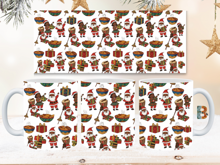 mug3_xmas Jollof & Holly African Christmas Mug Wrap Design - 9" x 4" Digital Download