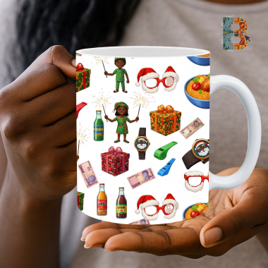 Childhood African Christmas Mug Wrap Design - 9" x 4" Digital Download