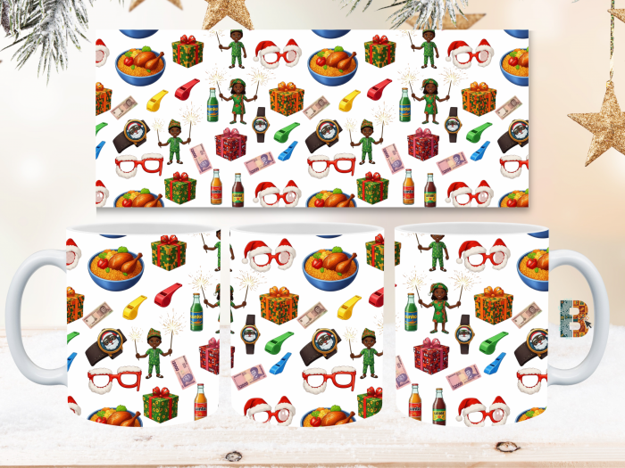 mug4_xmas Childhood African Christmas Mug Wrap Design - 9" x 4" Digital Download