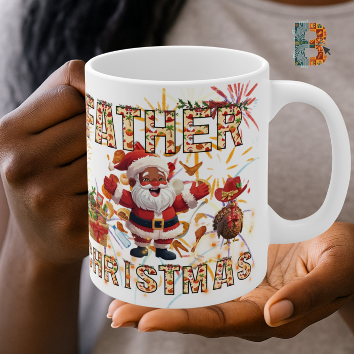mug8_hand Father Christmas African Festive Mug Wrap Design – 9″ x 4″ Digital Download