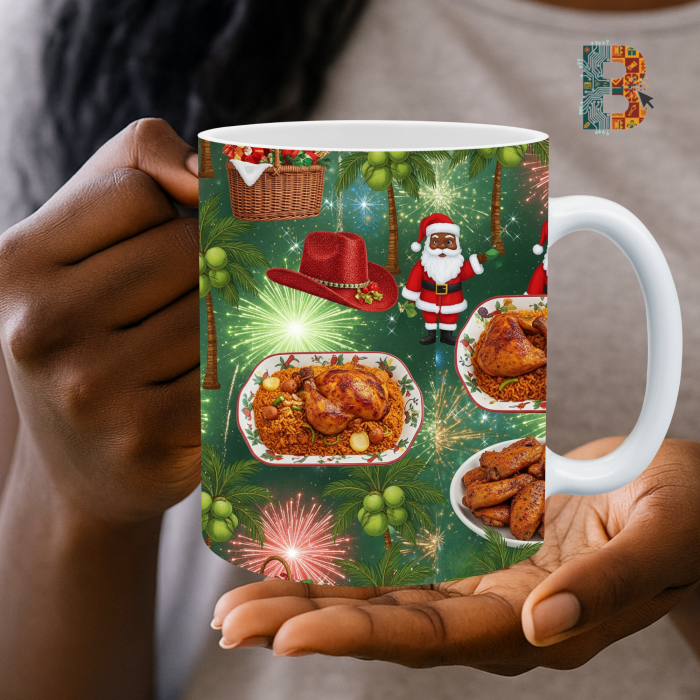mug9_hand Green Fireworks African Christmas Mug Wrap Design – 9″ x 4″ Digital Download